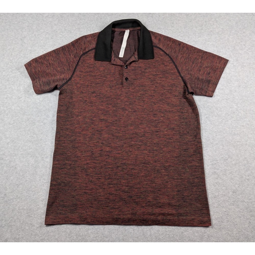 Lululemon Men‎ Shirt Large Polo Metal Vent Tech Performance Short Sleeve